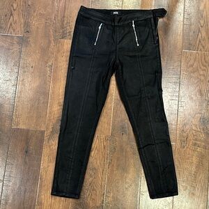 Paige Black Skinny Pants with Zipper Details